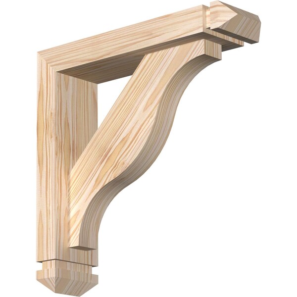 Ekena Millwork Funston Arts and Crafts Smooth Bracket w/ Offset Brace, Douglas Fir, 3 1/2"W x 14"D x 14"H BKT0402X14X14FST03SDF - main